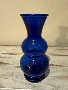 Vintage Cobalt Blue Double-Bulb Glass Vase
